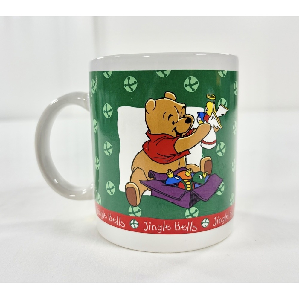 Vintage 1995 Disney Winnie the Pooh & Tigger Jingle Bells Christmas Ceramic Mug